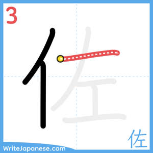 How to write "佐" - stroke 3