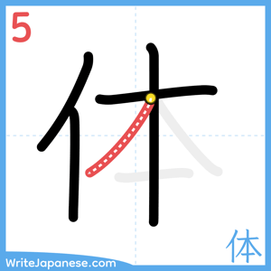 How to write "体" - stroke 5