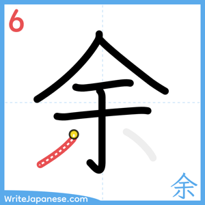 How to write "余" - stroke 6