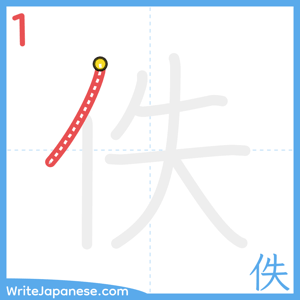 How to write "佚" - stroke 1
