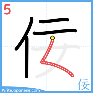How to write "佞" - stroke 5