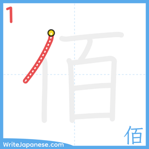 How to write "佰" - stroke 1