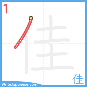 How to write "佳" - stroke 1