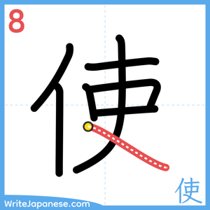 How to write "使" - stroke 8