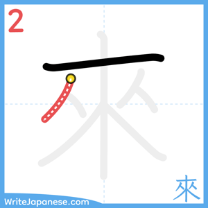How to write "來" - stroke 2