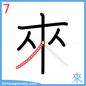 How to write "來" - stroke 7