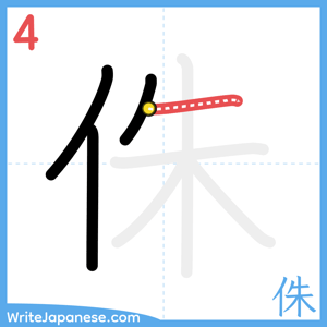 How to write "侏" - stroke 4