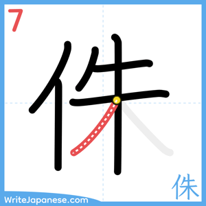 How to write "侏" - stroke 7