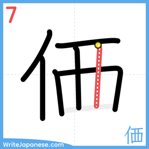How to write "価" - stroke 7