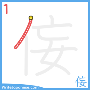 How to write "侫" - stroke 1