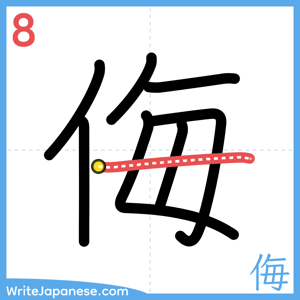 How to write "侮" - stroke 8