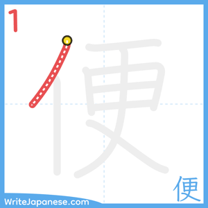 How to write "便" - stroke 1
