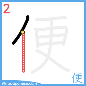 How to write "便" - stroke 2