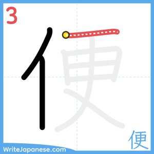 How to write "便" - stroke 3