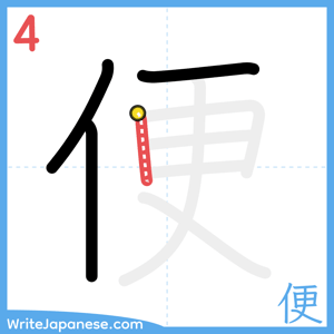 How to write "便" - stroke 4