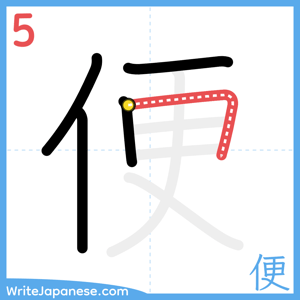 How to write "便" - stroke 5