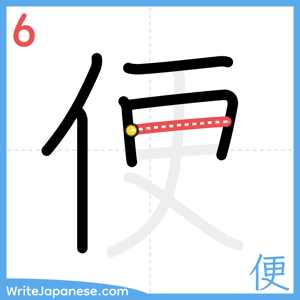 How to write "便" - stroke 6
