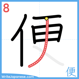 How to write "便" - stroke 8