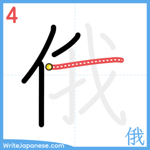 How to write "俄" - stroke 4