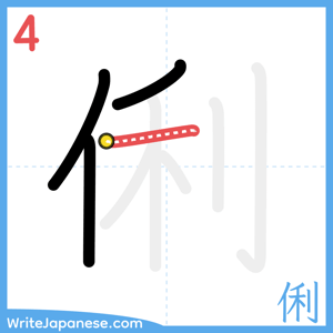 How to write "俐" - stroke 4