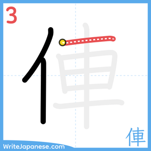 How to write "俥" - stroke 3