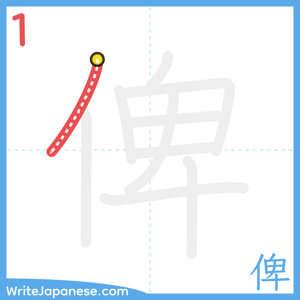 How to write "俾" - stroke 1