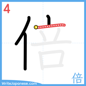 How to write "倍" - stroke 4