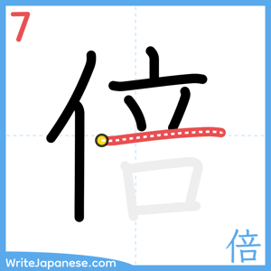How to write "倍" - stroke 7
