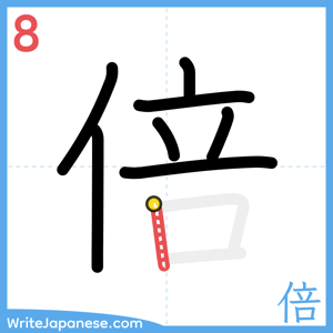 How to write "倍" - stroke 8