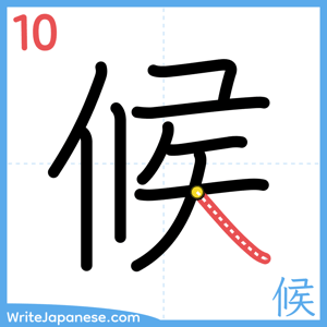 How to write "候" - stroke 10