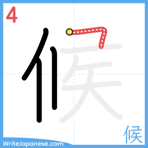 How to write "候" - stroke 4