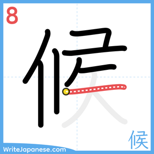 How to write "候" - stroke 8