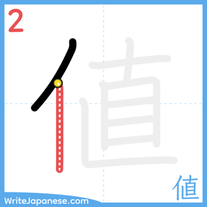 How to write "値" - stroke 2