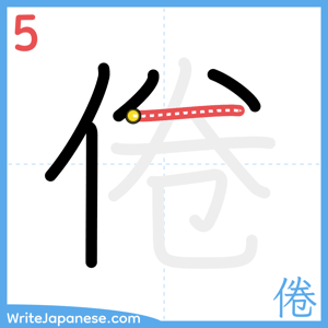 How to write "倦" - stroke 5