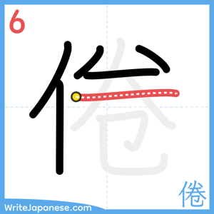 How to write "倦" - stroke 6
