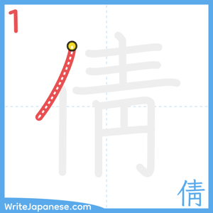 How to write "倩" - stroke 1