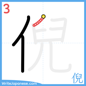 How to write "倪" - stroke 3