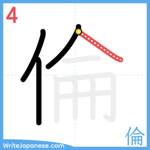 How to write "倫" - stroke 4