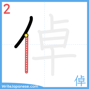 How to write "倬" - stroke 2