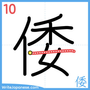 How to write "倭" - stroke 10