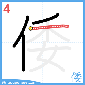 How to write "倭" - stroke 4
