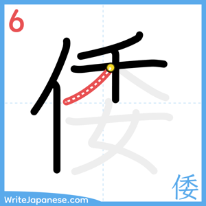 How to write "倭" - stroke 6