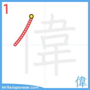 How to write "偉" - stroke 1