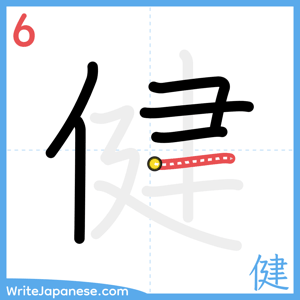 How to write "健" - stroke 6
