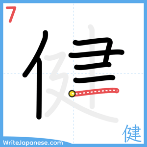 How to write "健" - stroke 7