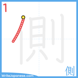 How to write "側" - stroke 1