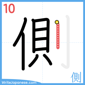 How to write "側" - stroke 10