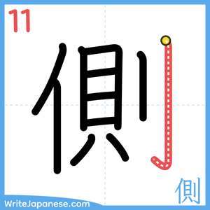 How to write "側" - stroke 11