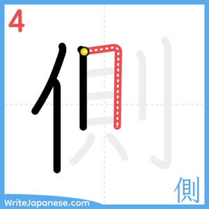 How to write "側" - stroke 4