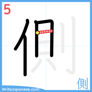 How to write "側" - stroke 5